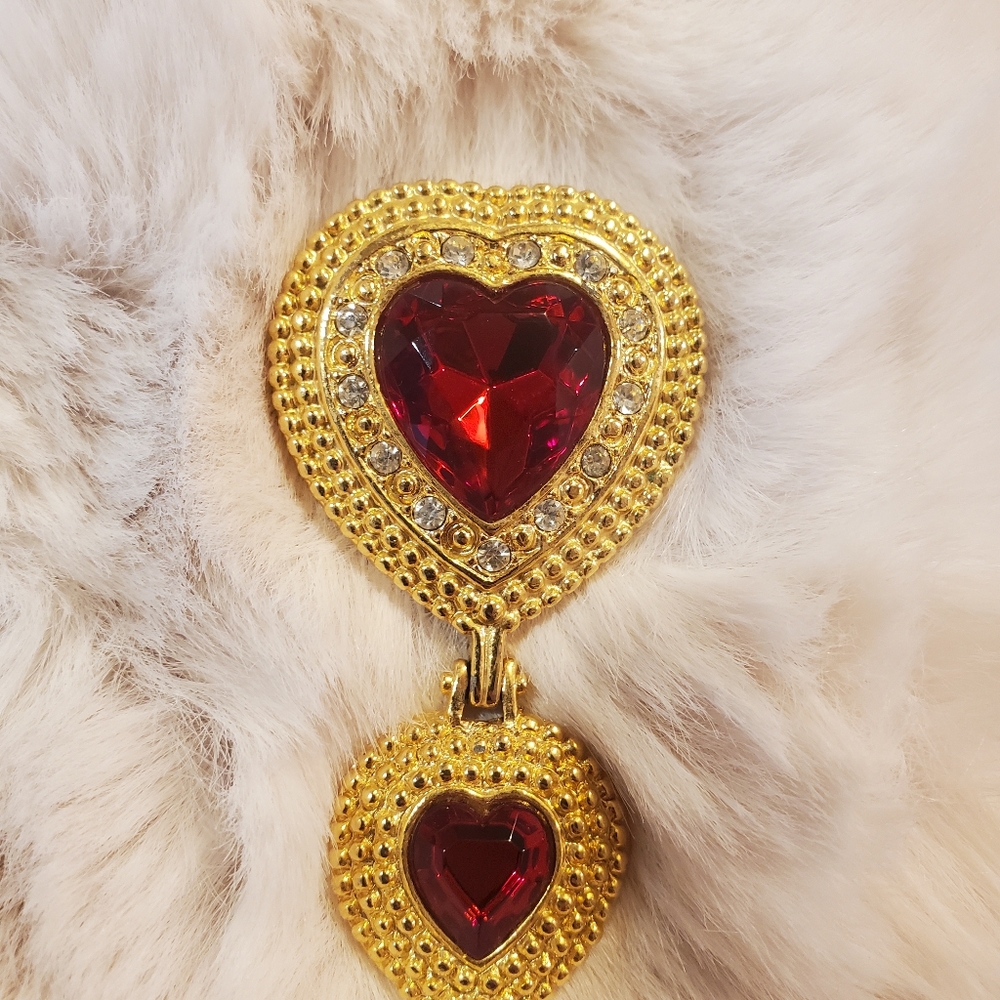 Vtg Victoria's Secret Double Heart Brosh